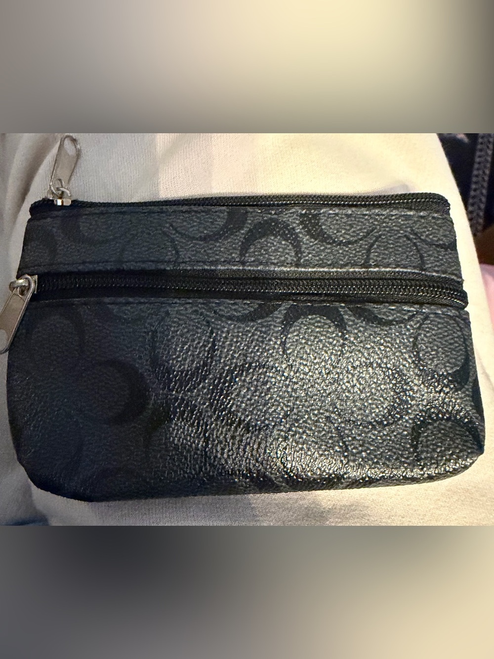 3x5 double zipper Signature-Pattern Zip Pouch Keychain